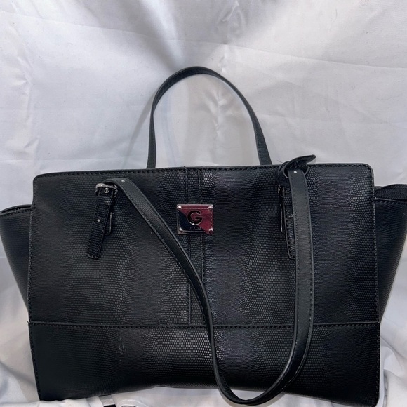 Guess Purse Handle Shoulder Bag Handbag Square Tote Zipper Pockets Leather Faux - Picture 5 of 10